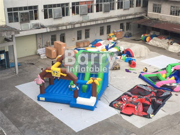 पीवीसी तिरपाल सामग्री कूदते बच्चों के लिए Spongebob Inflatable कॉम्बो उछाल हाउस