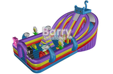 रंगीन जंपिंग बाउंस हाउस के साथ कस्टम मेड ब्लू कैट इन्फ्लेटेबल टॉडलर प्लेग्राउंड / किड्स प्लेग्राउंड उपकरण
