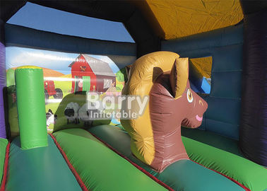 बच्चों के लिए स्लाइड के साथ वाणिज्यिक बच्चों Inflatable फार्म थीम उछाल हाउस कॉम्बो