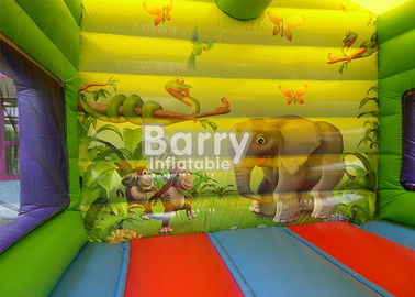 स्लाइड के साथ वाणिज्यिक जंगल थीम विशालकाय Inflatable कॉम्बो उष्णकटिबंधीय बाउंसर