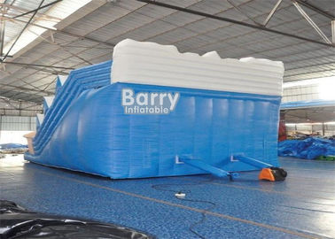 सफेद और नीले Inflatable पानी स्लाइड / पीवीसी तिरपाल OEM बच्चों आउटडोर स्लाइड