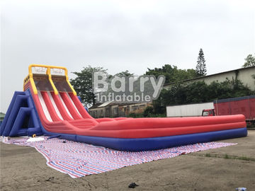 वयस्कों के लिए बिग पूल के साथ चार लेन विशालकाय Inflatable स्लाइड / पीवीसी पानी स्लाइड