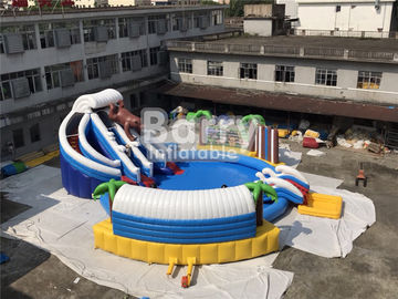 पूल और बच्चों के लिए स्लाइड के साथ कस्टम पीवीसी एक्वापार्क इन्फ्लैटेबल वाटर पार्क