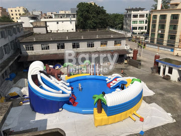पूल और बच्चों के लिए स्लाइड के साथ कस्टम पीवीसी एक्वापार्क इन्फ्लैटेबल वाटर पार्क