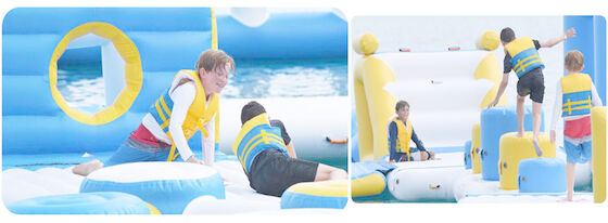 लोगो मुद्रण एक्वा खेल Inflatable फ्लोटिंग पानी पार्क पीवीसी तिरपाल
