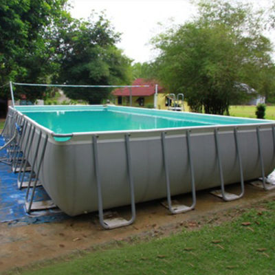 परिवार का आकार पोर्टेबल पीवीसी धातु फ्रेम जमीन के ऊपर स्विमिंग पूल