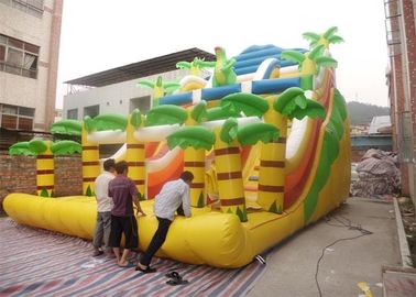 पीला वाणिज्यिक Inflatable स्लाइड, दो स्लाइड रास्ता के साथ Inflatable सीढ़ी स्लाइड