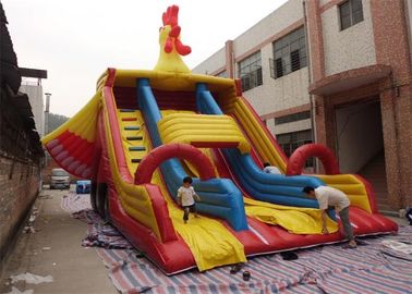 बड़ी वाणिज्यिक Inflatable स्लाइड, मुर्गा Inflatable डबल पर्ची और स्लाइड