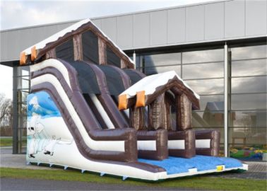 पूर्ण प्रिंट वाणिज्यिक Inflatable स्लाइड, हाउस डिजाइन के साथ आकर्षक Inflatable खेल का मैदान स्लाइड
