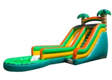 हरी पाम ट्री Inflatable पानी स्लाइड / Inflatable पिछवाड़े पानी स्लाइड