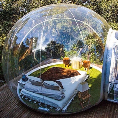 सुरंग के साथ 1 मिमी पीवीसी पारदर्शी बुलबुला तम्बू Inflatable कैम्पिंग टेंट