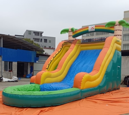 0.55 मिमी पीवीसी वाणिज्यिक Inflatable जल स्लाइड पाम पेड़
