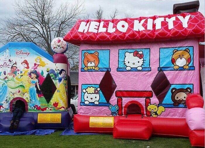 गुलाबी हैलो किट्टी Inflatable बाउंसर, पिछवाड़े मज़ा के लिए बच्चों उछाल वाले कैसल उड़ाओ