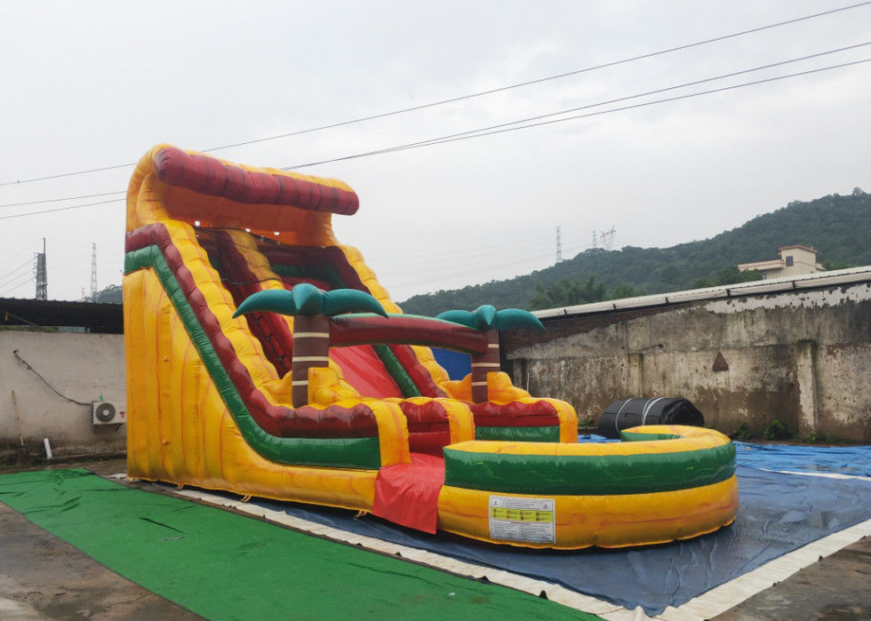 मज़ा पीवीसी तिरपाल घर गीला यार्ड Inflatable पानी स्लाइड पीला रंग