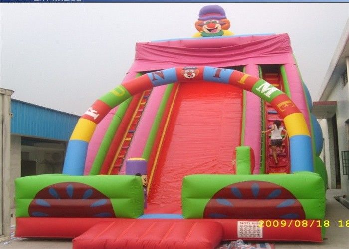 दो चढ़ाई सीढ़ी वाणिज्यिक Inflatable स्लाइड, खिलाड़ियों के लिए 7 एम ऊंचाई Inflatable क्लाउन स्लाइड