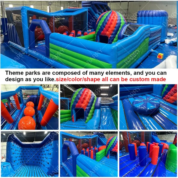 मजेदार पागल सवारी मनोरंजन पार्क खेल पशु बीजी बंपर बाधा पाठ्यक्रम स्लाइड inflatable थीम पार्क 3