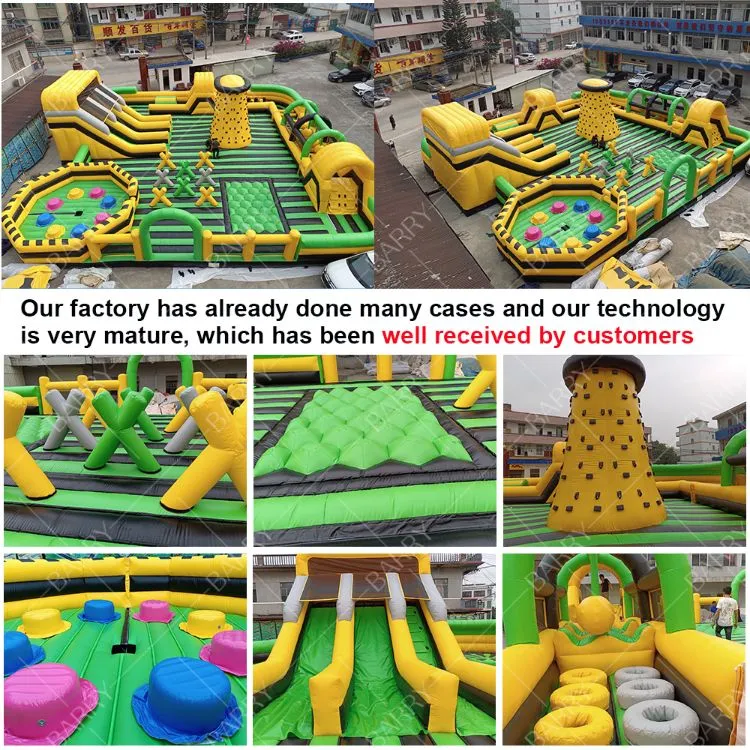 विशाल आउटडोर पानी सूखी inflatable थीम पार्क राष्ट्रीय इनडोर बड़े उछाल घर के साथ वाइप आउट खेल स्लाइड चढ़ाई दीवार 0
