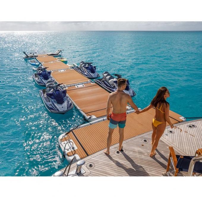 पानी की झीलें समुद्र अवकाश टी आकार inflatable फ्लोटिंग नौका डॉक परिवार मित्र पार्टी 3