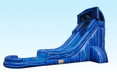 अलग पूल के साथ अनुकूलित 20FT डीप ब्लू Inflatable वाणिज्यिक जल स्लाइड