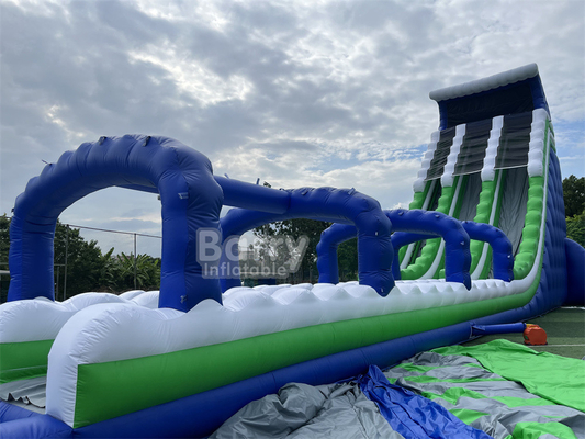 वाणिज्यिक ग्रेड कस्टम बनाया 30x9x13m लहर विशाल inflatable पानी स्लाइड बच्चों के लिए वयस्कों गर्म में 5 किमी inflatable रन