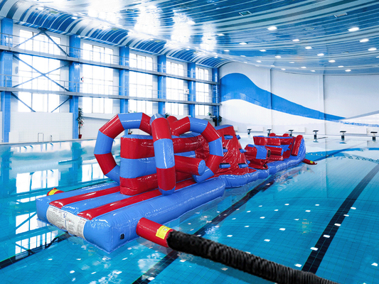 वाणिज्यिक गर्मी सील डबल लेन 15M Whirligig पूल inflatable एक्वा रन