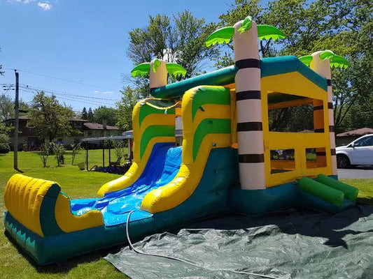 स्लाइड और पूल के साथ आउटडोर मज़ा inflatable महल उछाल घर