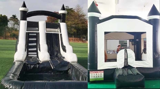 इनडोर/आउटडोर ब्लैक एंड व्हाइट टक्सिडो बाउंस हाउस पार्टी के लिए inflatable वाटर स्लाइड