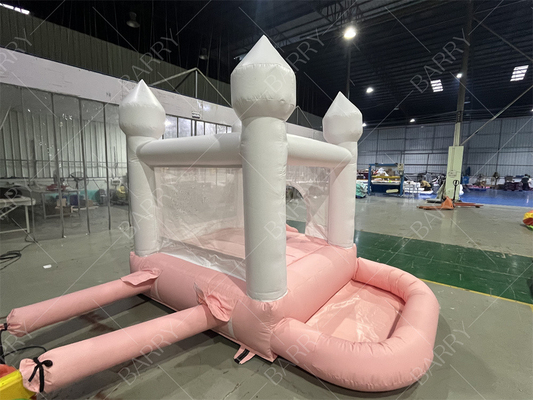 3.3x3m सफेद और गुलाबी सुंदर inflatable शादी बंपर स्लाइड कॉम्बो जंपिंग कैसल स्लाइड
