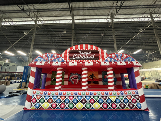 स्पोर्ट्स 3 गेम कार्निवल गेम बूथ 4 इन 1 कॉम्बोस inflatable ग्रैंड कार्निवल गेम टेंट