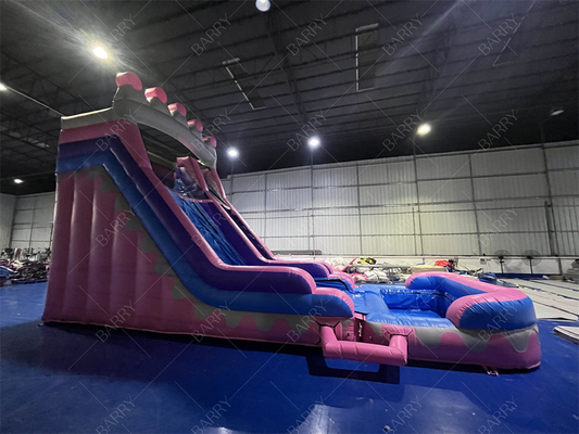 8.4x3.6x6m कस्टम जंपर बाउंसी किड्स गुलाबी राजकुमारी पार्टी के लिए inflatable पानी स्लाइड