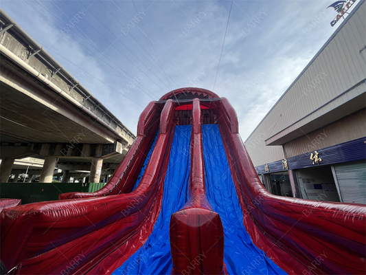 कारखाने अनुकूलित वाणिज्यिक लाल विशाल जल स्लाइड रोमांचक inflatable स्लिप एन फ्लाई ज़िप लाइन खेल खेल
