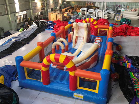 स्लाइड बाधा पाठ्यक्रम के साथ आउटडोर बच्चों के खेल का मैदान inflatable थीम पार्क