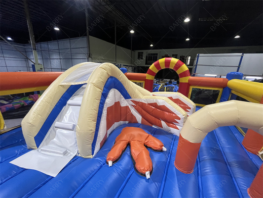 स्लाइड बाधा पाठ्यक्रम के साथ आउटडोर बच्चों के खेल का मैदान inflatable थीम पार्क