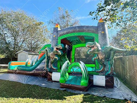 टी-रेक्स डायनासोर Inflatable Water Slide Bounce House Combo Inflatable Bouncer जंपिंग कैसल