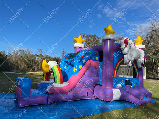 वाणिज्यिक Inflatable Water Slide Combo Bouncer Unicorn Jumper Jumping Moon Bouncy Castles Bounce House वाणिज्यिक inflatable पानी स्लाइड कॉम्बो बाउंसर यूनिकॉर्न जंपर जंपिंग मून बाउंसी कैसल बाउंस हाउस