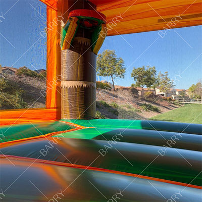 बच्चों के डायनासोर बाउंस हाउस स्लाइड के साथ, कास्टिलोस इन्फ्लेबल्स डिनो बाउंसिंग कैसल स्लाइड ब्लोअर के साथ