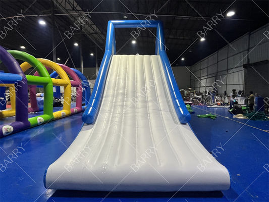 Commercial Inflatable Floating Water Slide Toys With Climbing Wall For Water Park