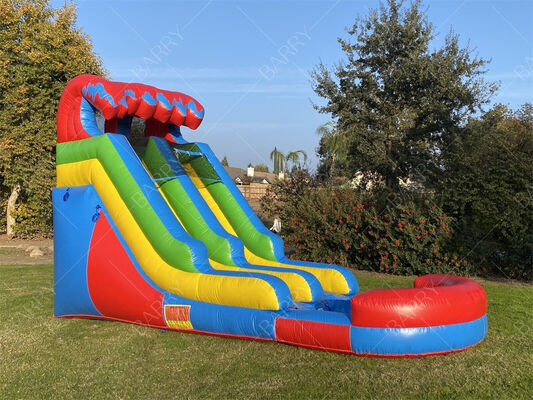 Rainbow Themed Inflatable Water Slide with Pool, Kids Outdoor Colorful Water Play Equipment with Ball Pit