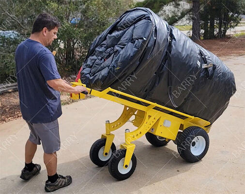 इलेक्ट्रिक पावर्ड 4-व्हील हेवी ड्यूटी हैंड ट्रक डॉली, इन्फ्लेटेबल बाउंस हाउस उठाने के लिए विंच के साथ