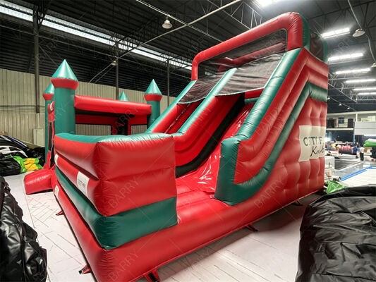 चढ़ाई सीढ़ी के साथ बड़े आउटडोर inflatable स्लाइड कस्टम लोगो Inflatable Castle Slide For Rental Business
