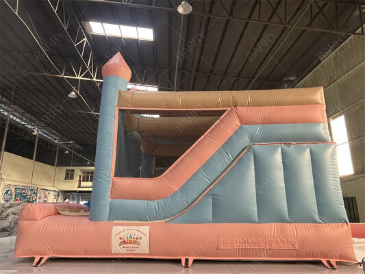 गुलाबी और नीला राजकुमारी पेस्टल कैसल इन्फ्लेटेबल बाउंस हाउस स्लाइड के साथ