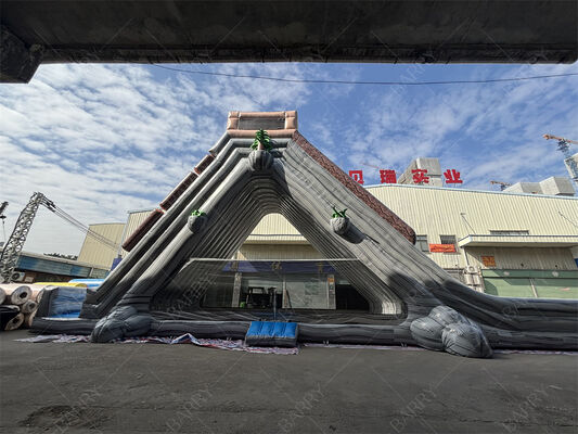 व्यावसायिक ग्रेड विशाल inflatable पानी स्लाइड, मनोरंजन पार्क और त्योहारों के लिए उष्णकटिबंधीय थीम वाली दोहरी लेन गीली/सूखी स्लाइड