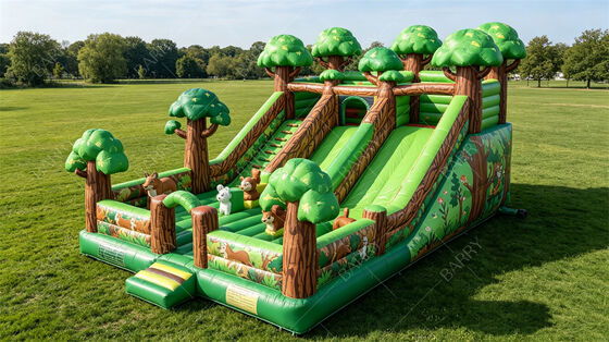 स्लाइड्स के साथ वाणिज्यिक वन पशु घुमावदार बाधा कोर्स ∙ Kids Party Combo