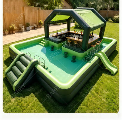 स्लाइड और कैनोपी के साथ प्रीमियम inflatable फ्लोटिंग पूल बार