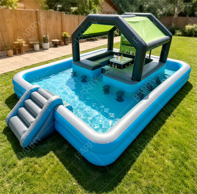 स्लाइड और कैनोपी के साथ प्रीमियम inflatable फ्लोटिंग पूल बार