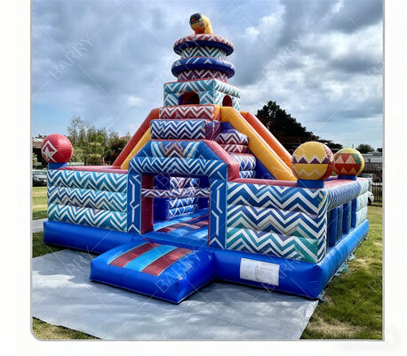 दोहरी स्लाइड्स के साथ ज्यामितीय कार्निवल inflatable उछाल महल