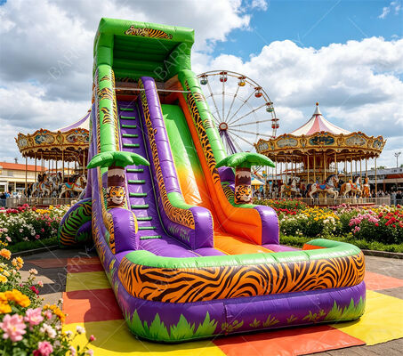 18 फीट लंबा सफारी टाइगर प्रिंट inflatable पानी स्लाइड