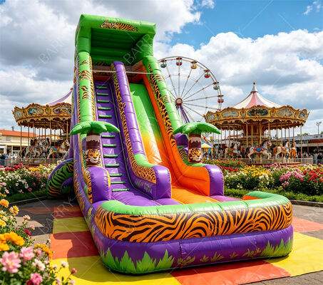 18 फीट लंबा सफारी टाइगर प्रिंट inflatable पानी स्लाइड