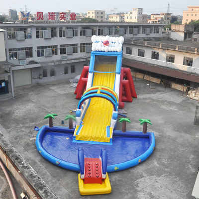 0.55 मिमी पीवीसी इंद्रधनुष थीम्ड लंबी Inflatable पानी पर्ची और स्विमिंग पूल के साथ स्लाइड