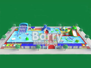 वाणिज्यिक inflatable जल पार्क उपकरण, धातु फ्रेम inflatable मनोरंजन पार्क